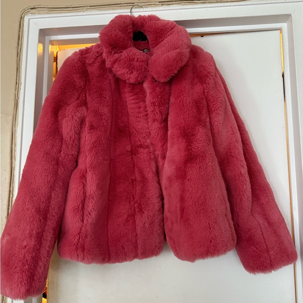 Alice + Olivia Bold Pink Faux Fur Jacket